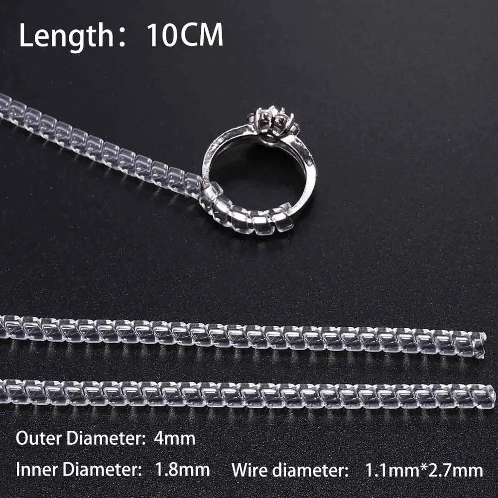 Transparent Spiral Ring Size Adjuster - 4pcs Set, User-Friendly Jewelry Resizing Tool