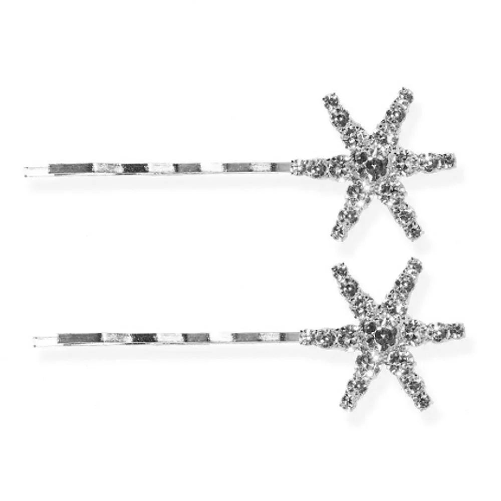 StoneFans Vintage Rhinestone Hairpins Set - Shiny Star & Moon Barrettes for Women & Girls