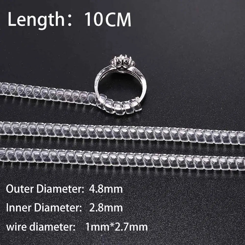 Transparent Spiral Ring Size Adjuster - 4pcs Set, User-Friendly Jewelry Resizing Tool
