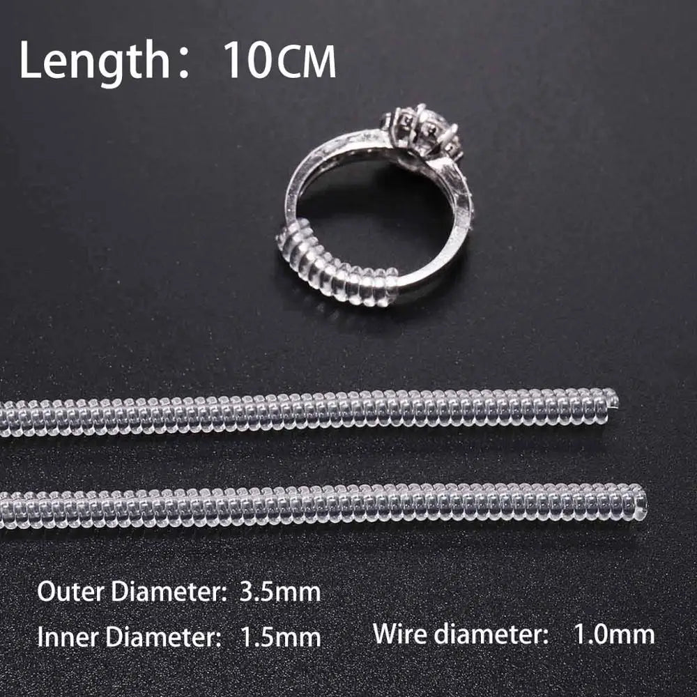 Transparent Spiral Ring Size Adjuster - 4pcs Set, User-Friendly Jewelry Resizing Tool