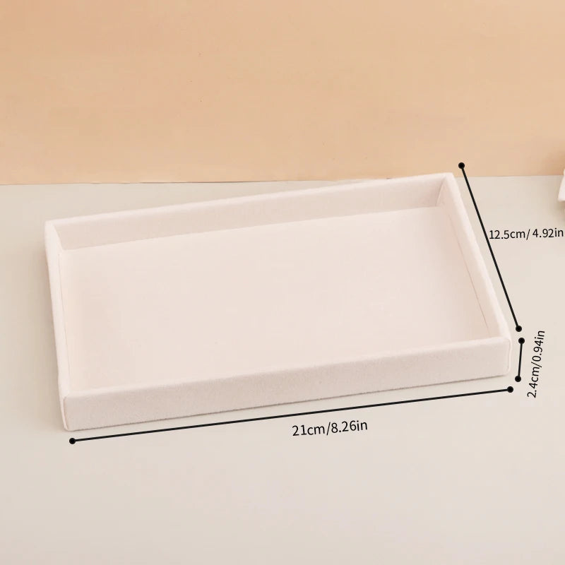Velvet Jewelry Tray - Stackable Beige Storage for Rings & Earrings - Top-Rated & User-Friendly