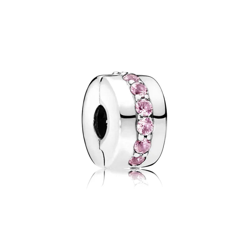 Spring Pink 925 Sterling Silver Enamel Flower Pendant for Mother-Daughter Bracelets