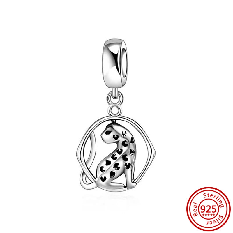 925 Silver Animal Charms: Adorable Cat, Dog, Elephant, Unicorn & Bird Pendants for DIY Bracelets