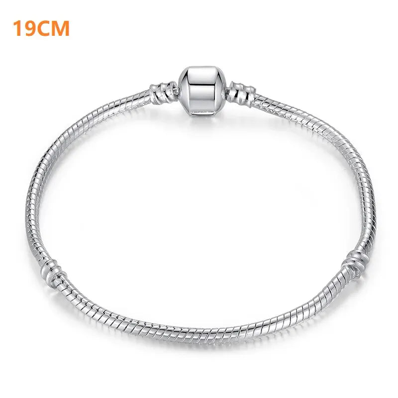 Handcrafted Silver Charm Bracelet - Top-Rated Soft Smooth Snake Bone Design for Women