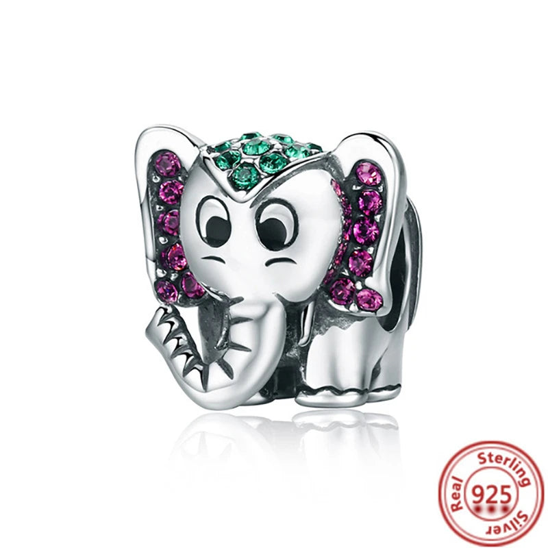 925 Silver Animal Charms: Adorable Cat, Dog, Elephant, Unicorn & Bird Pendants for DIY Bracelets