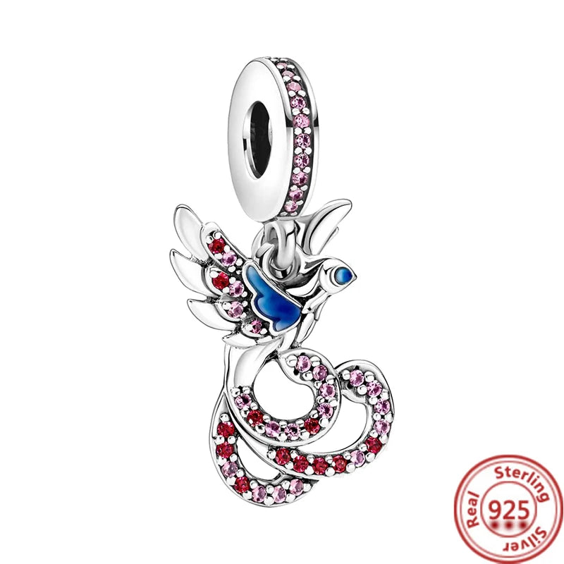 925 Silver Animal Charms: Adorable Cat, Dog, Elephant, Unicorn & Bird Pendants for DIY Bracelets
