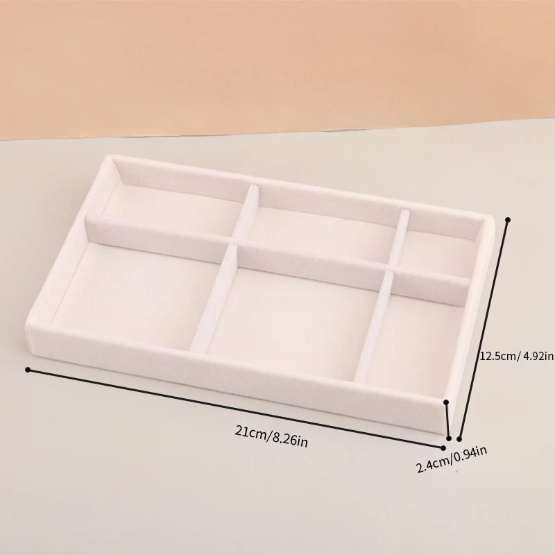 Velvet Jewelry Tray - Stackable Beige Storage for Rings & Earrings - Top-Rated & User-Friendly