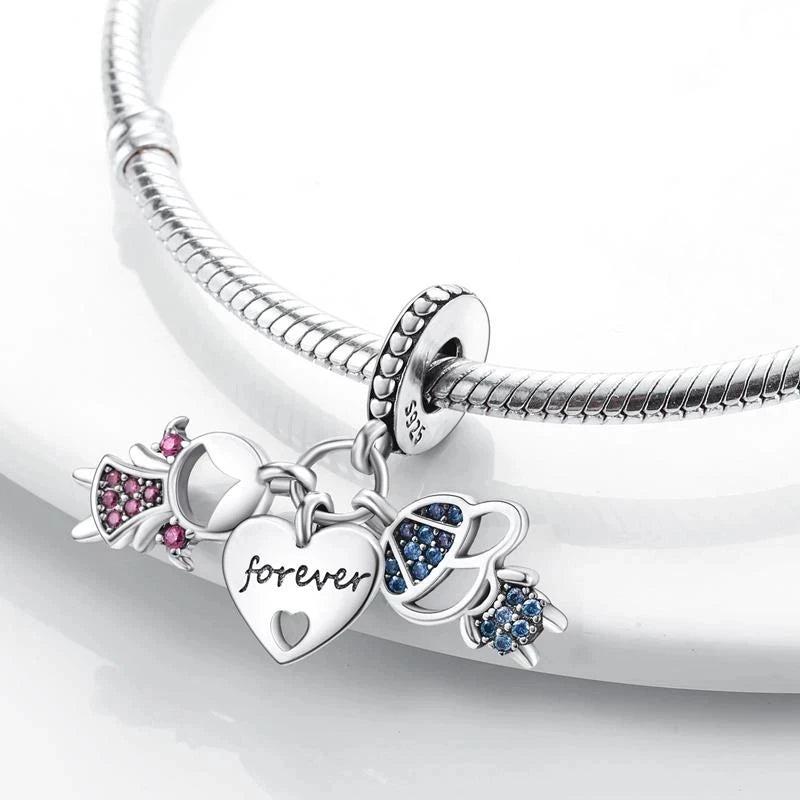 NEW 925 Sterling Silver Love Arrow Double Ring Charm for Original Bracelets - Top-Rated Wedding Anniversary Jewelry