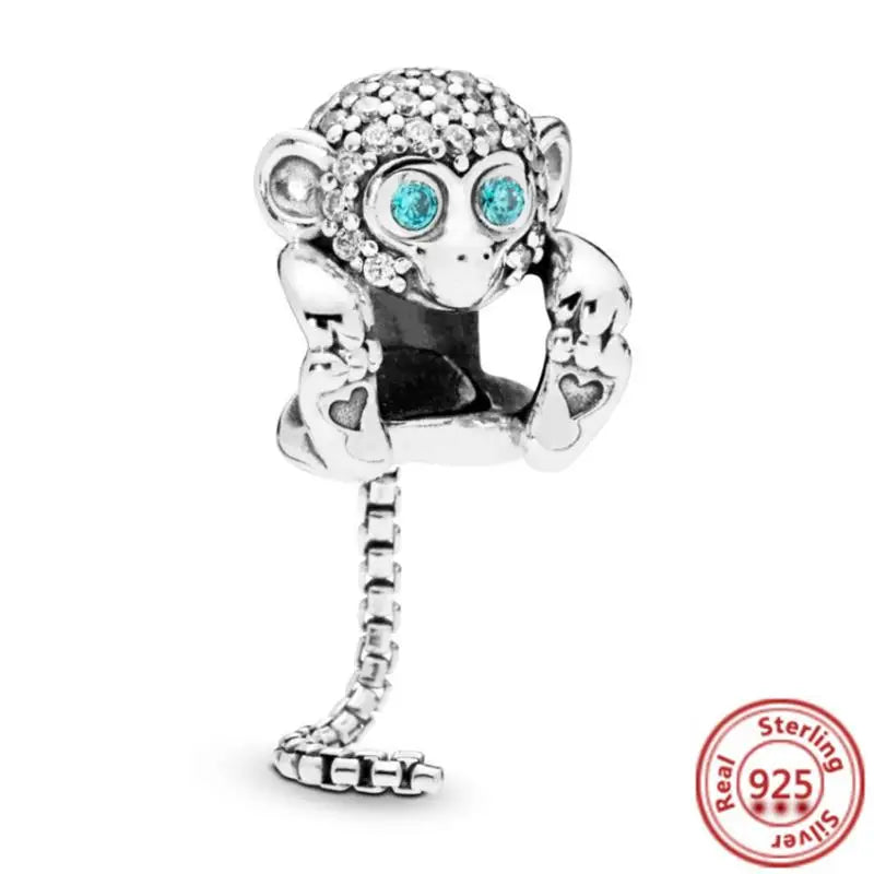 925 Silver Animal Charms: Adorable Cat, Dog, Elephant, Unicorn & Bird Pendants for DIY Bracelets