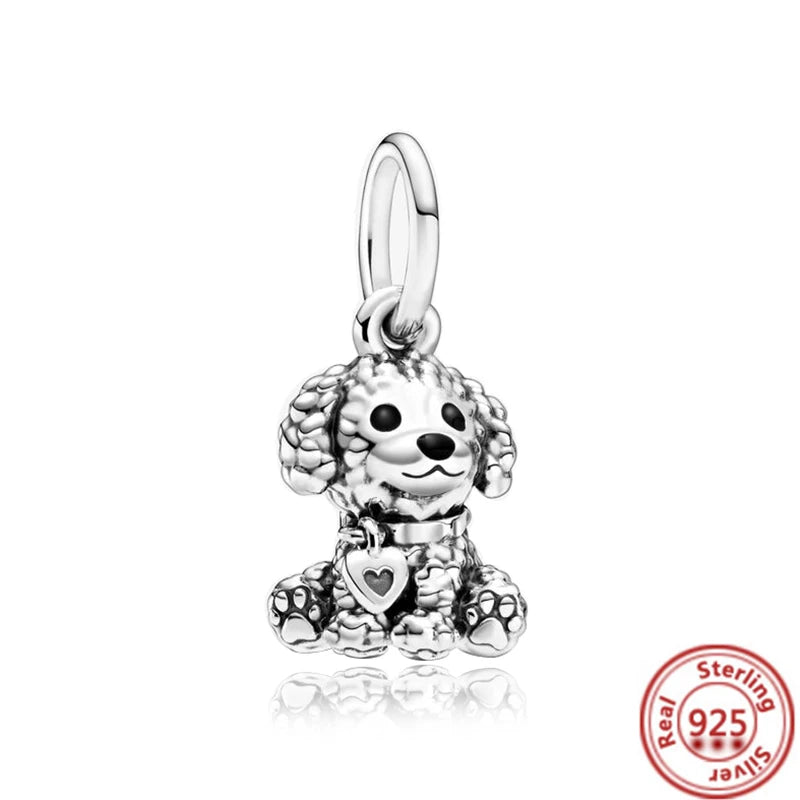 925 Silver Animal Charms: Adorable Cat, Dog, Elephant, Unicorn & Bird Pendants for DIY Bracelets