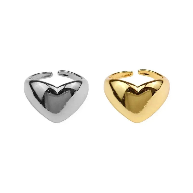 Einfacher glatter Metallherzring für Damen und Herren, trendiger eleganter Party-Schmuck-Geschenke.