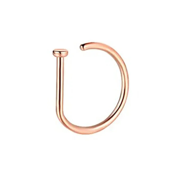 1pc Hypoallergenic Stainless Steel D Shape Nose Ring - Top-Rated Piercing Jewelry for All