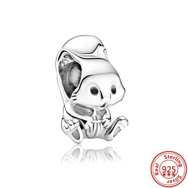 925 Silver Animal Charms: Adorable Cat, Dog, Elephant, Unicorn & Bird Pendants for DIY Bracelets