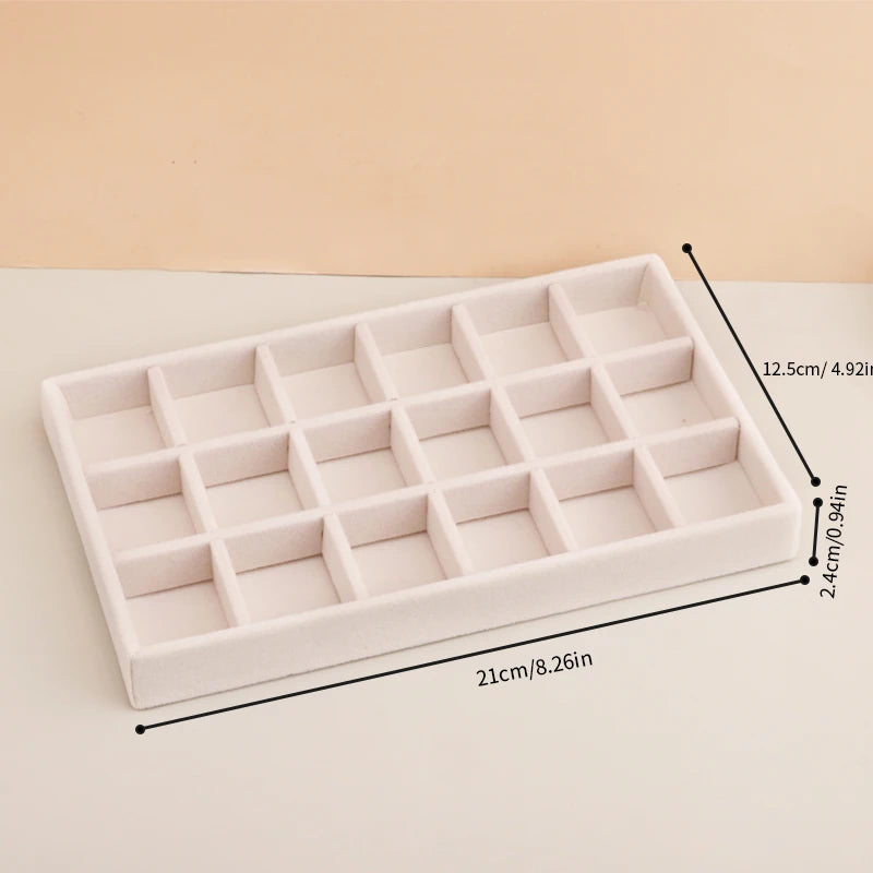 Velvet Jewelry Tray - Stackable Beige Storage for Rings & Earrings - Top-Rated & User-Friendly