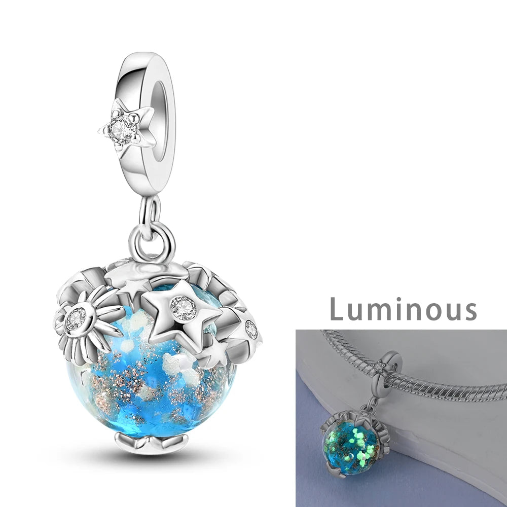 Charming Silver-Plated Chameleon Avocado Moon Eye Charm for Dangle Bracelets