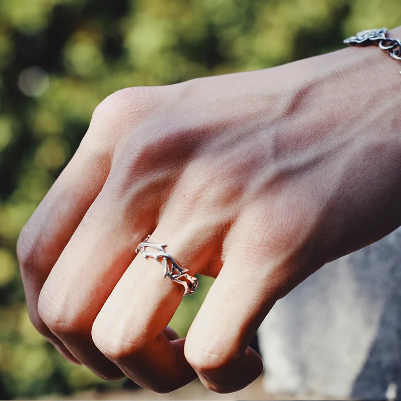 Vintage Adherence Couples' Rings - Top-Rated Fashion with Branches & Thorns