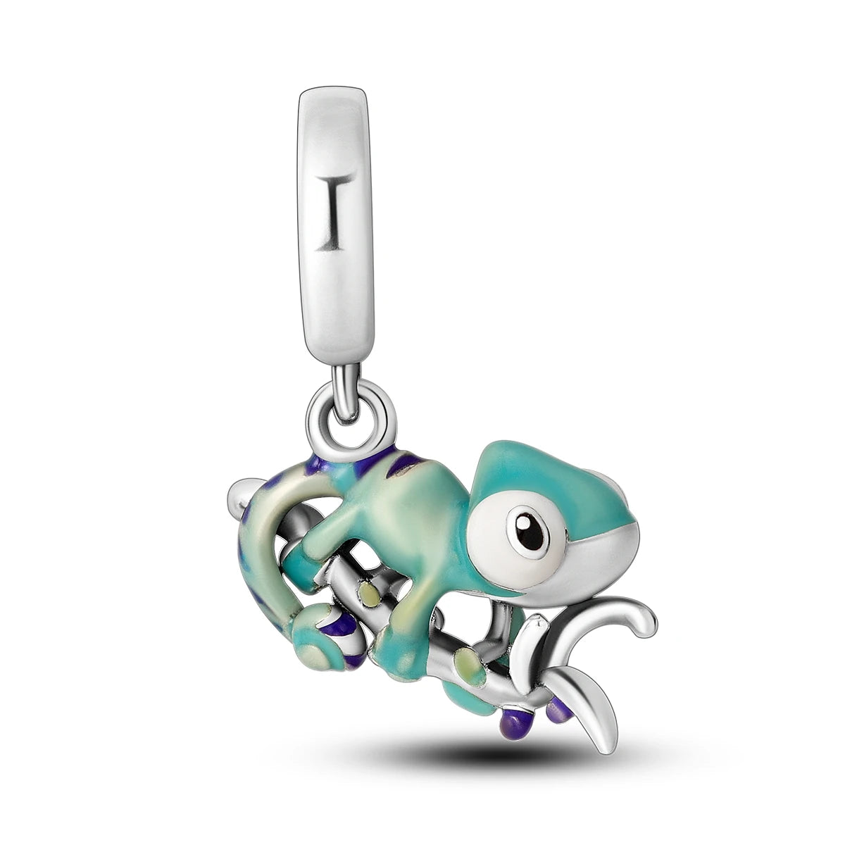 Charming Silver-Plated Chameleon Avocado Moon Eye Charm for Dangle Bracelets