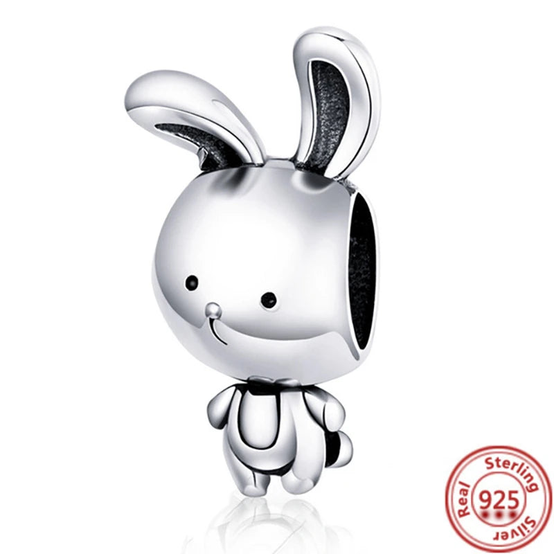 925 Silver Animal Charms: Adorable Cat, Dog, Elephant, Unicorn & Bird Pendants for DIY Bracelets