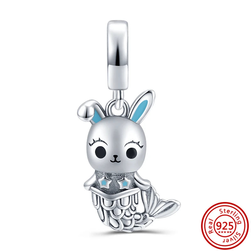 925 Silver Animal Charms: Adorable Cat, Dog, Elephant, Unicorn & Bird Pendants for DIY Bracelets