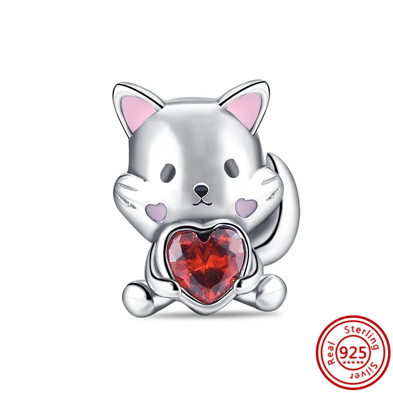 925 Silver Animal Charms: Adorable Cat, Dog, Elephant, Unicorn & Bird Pendants for DIY Bracelets
