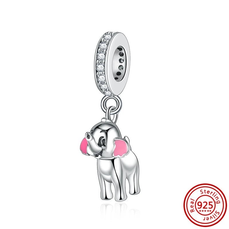 925 Silver Animal Charms: Adorable Cat, Dog, Elephant, Unicorn & Bird Pendants for DIY Bracelets