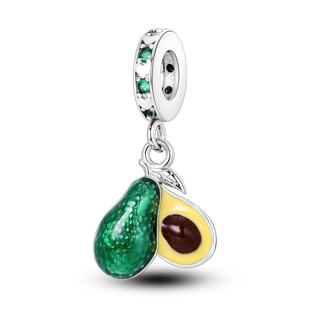 Charming Silver-Plated Chameleon Avocado Moon Eye Charm for Dangle Bracelets
