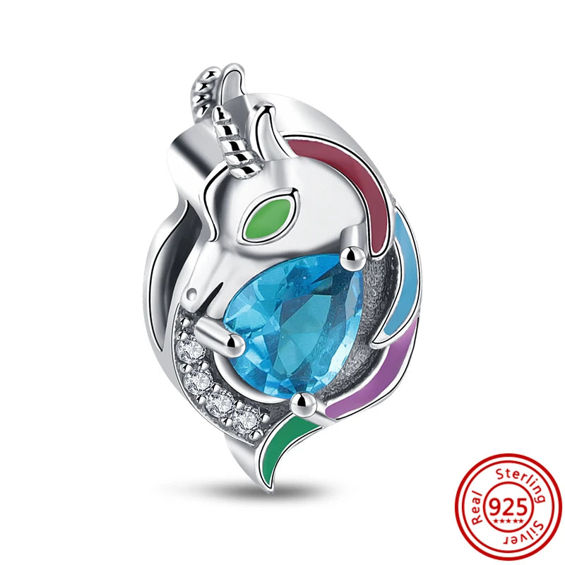 925 Silver Animal Charms: Adorable Cat, Dog, Elephant, Unicorn & Bird Pendants for DIY Bracelets