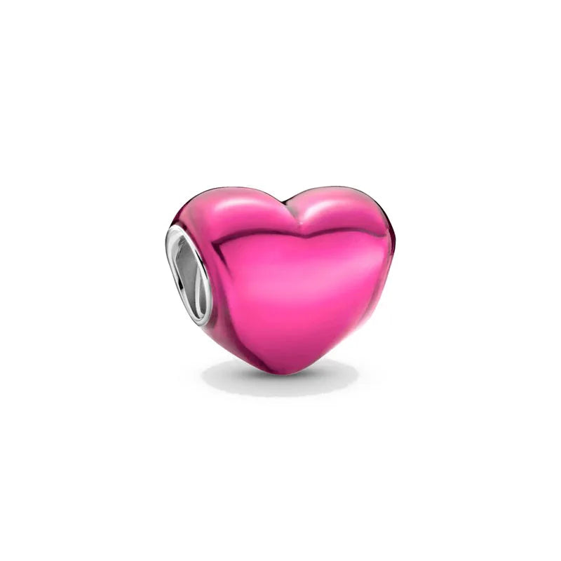 Spring Pink 925 Sterling Silver Enamel Flower Pendant for Mother-Daughter Bracelets