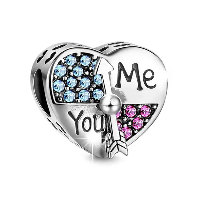 NEW 925 Sterling Silver Love Arrow Double Ring Charm for Original Bracelets - Top-Rated Wedding Anniversary Jewelry
