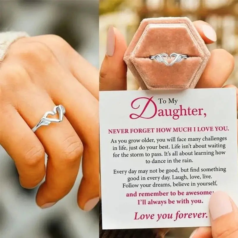 Bague de geste en argent sterling 925 Huitan avec coeur, je t'aime pour toujours.