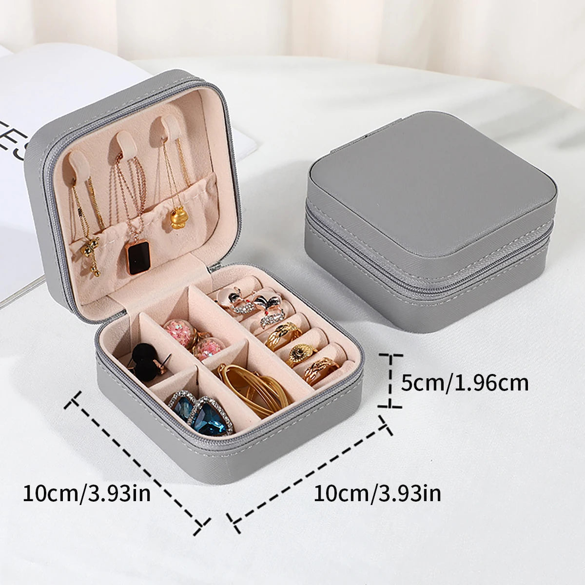 PU - Leder Schmuck - Minilagermöbel Reise - & Zuhause - Aufbewahrung und Display - Kasten für Frauen, geeignet für Armbänder, Ohrringe, Ringe, portabler Schmuck - Organisator