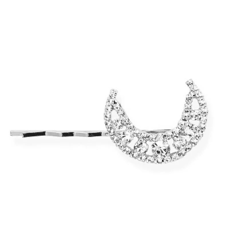 StoneFans Vintage Rhinestone Hairpins Set - Shiny Star & Moon Barrettes for Women & Girls