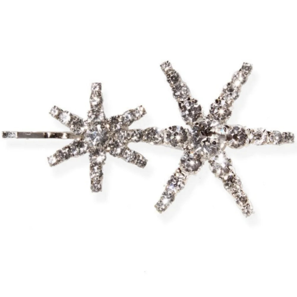 StoneFans Vintage Rhinestone Hairpins Set - Shiny Star & Moon Barrettes for Women & Girls