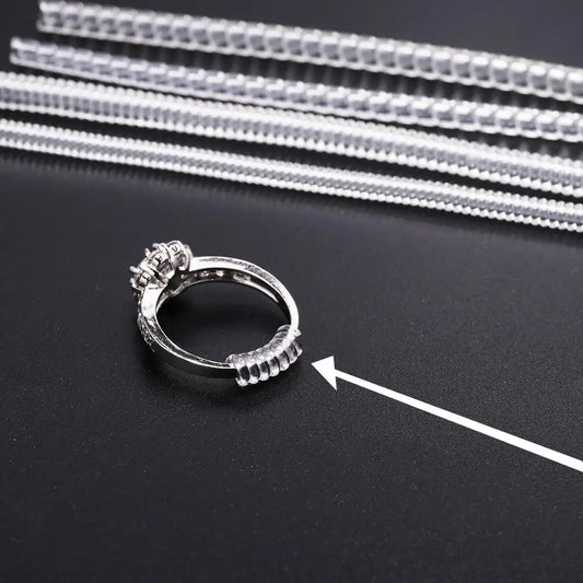 4 Stk./Lot Transparente Ringwerkzeuge mit Spiralfassung, Federcoil-Ringgrößenanpasser, Schutz- und Verstellvorrichtung, Verkleinerungs- und Größenanpassungswerkzeug für Schmuck