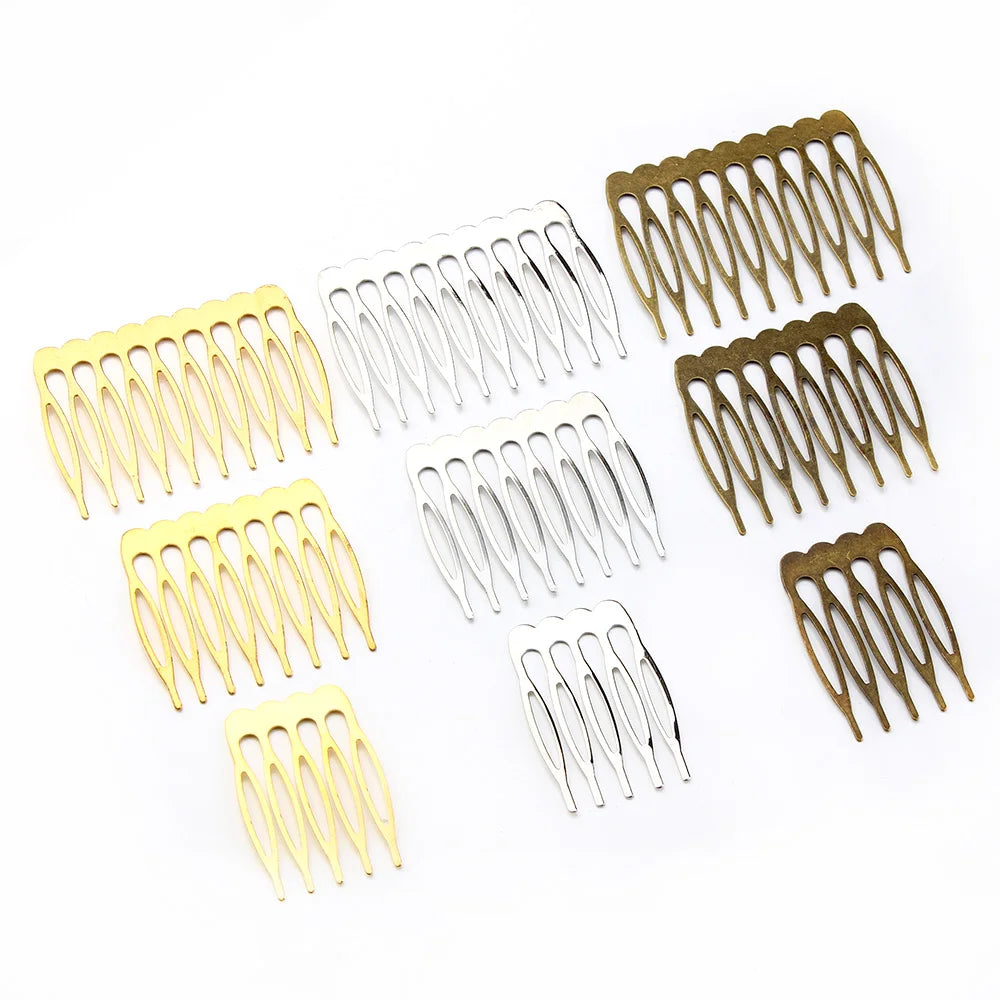 Rhodium & Bronze Gold Bridal Hairpins - 10pcs Wedding Hair Combs for Stunning Styles