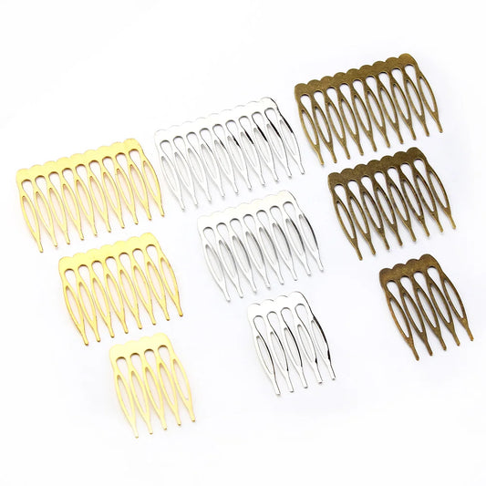 Rhodium & Bronze Gold Bridal Hairpins - 10pcs Wedding Hair Combs for Stunning Styles