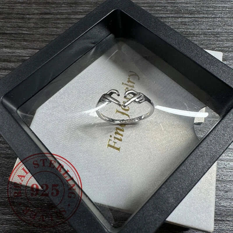 Bague de geste en argent sterling 925 Huitan avec coeur, je t'aime pour toujours. 