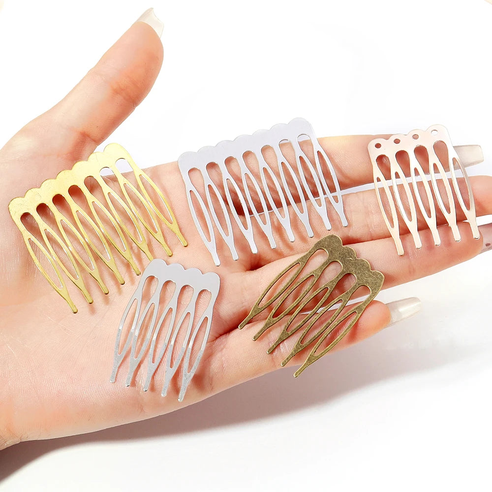 Rhodium & Bronze Gold Bridal Hairpins - 10pcs Wedding Hair Combs for Stunning Styles