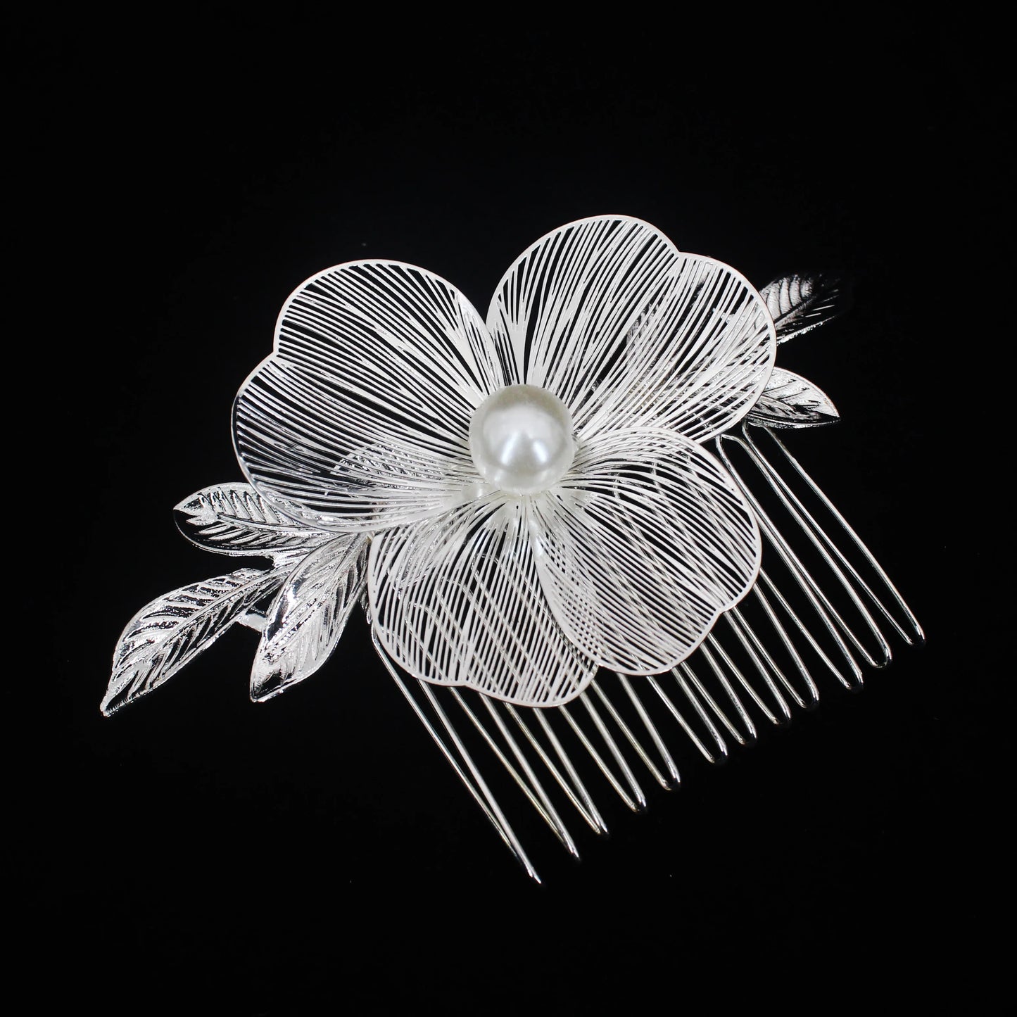 Bridal Bliss Flower Pearl Hair Comb Pins - 2PCS Wedding Accessories