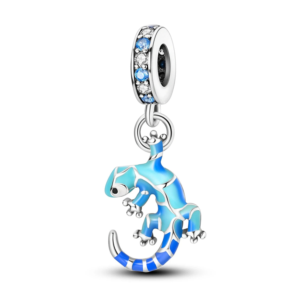 Charming Silver-Plated Chameleon Avocado Moon Eye Charm for Dangle Bracelets