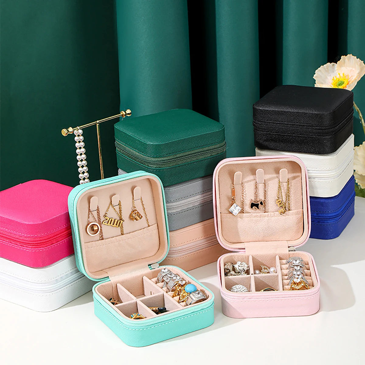 Travel-Friendly PU Leather Jewelry Organizer - Top-Rated Mini Storage Box for Bracelets, Earrings & Rings