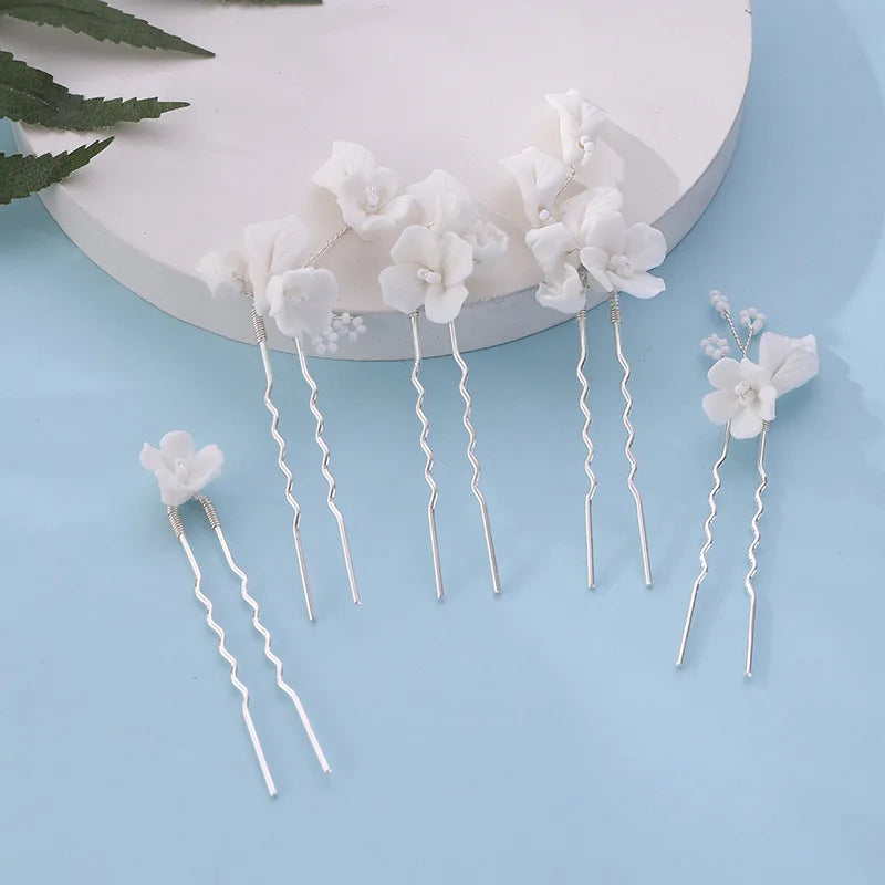 Elegant Bride U-Shaped Hair Sticks - Top-Rated Porcelain Flower Hairpins for Stunning Wedding Looks
