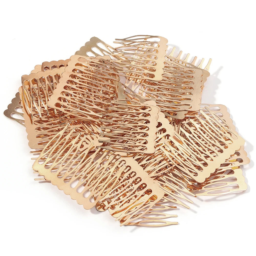 Rhodium & Bronze Gold Bridal Hairpins - 10pcs Wedding Hair Combs for Stunning Styles