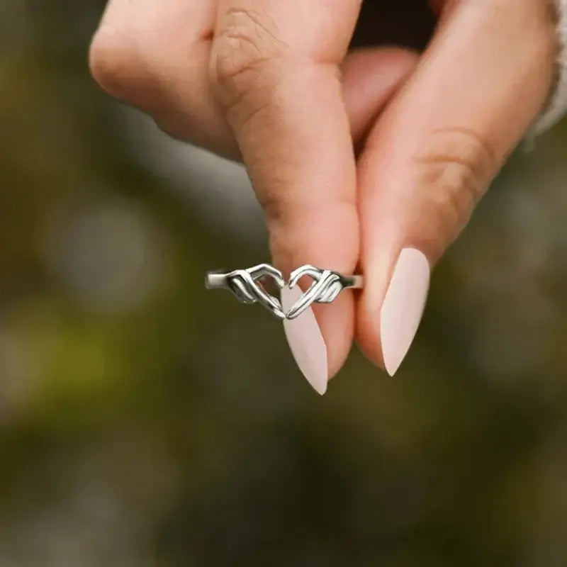 Bague de geste en argent sterling 925 Huitan avec coeur, je t'aime pour toujours. 