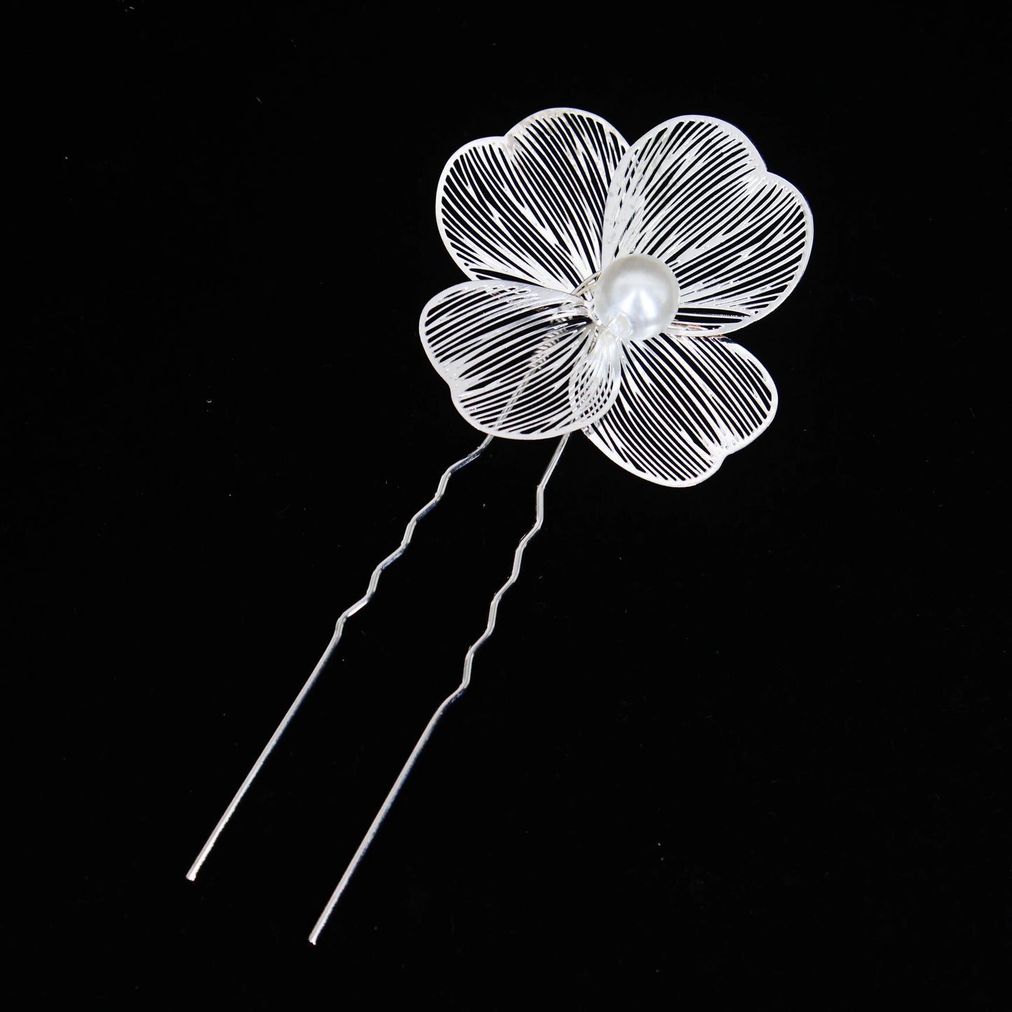 Bridal Bliss Flower Pearl Hair Comb Pins - 2PCS Wedding Accessories