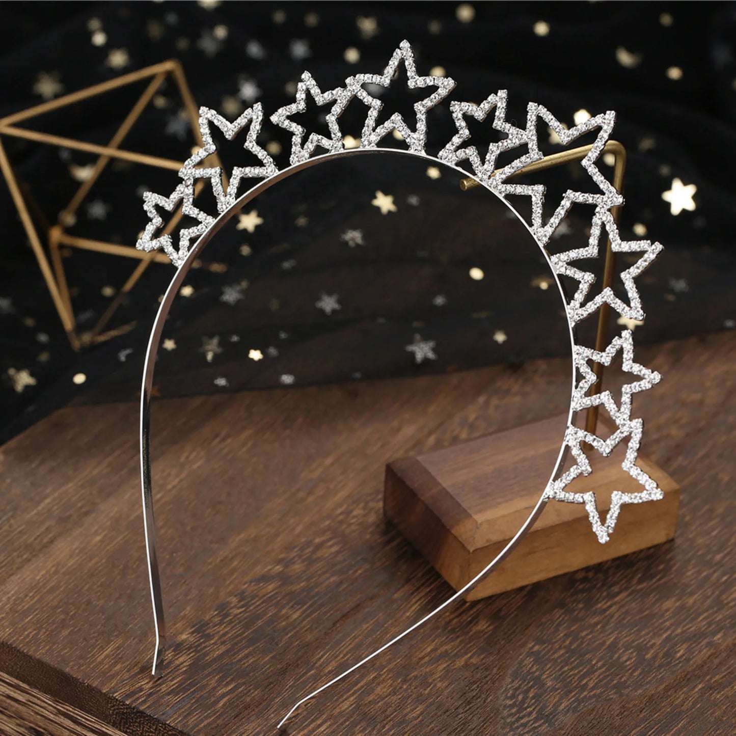 Wedding Crown Hair Jewelry - Double Layer Crystal Star Headpiece with Rhinestones