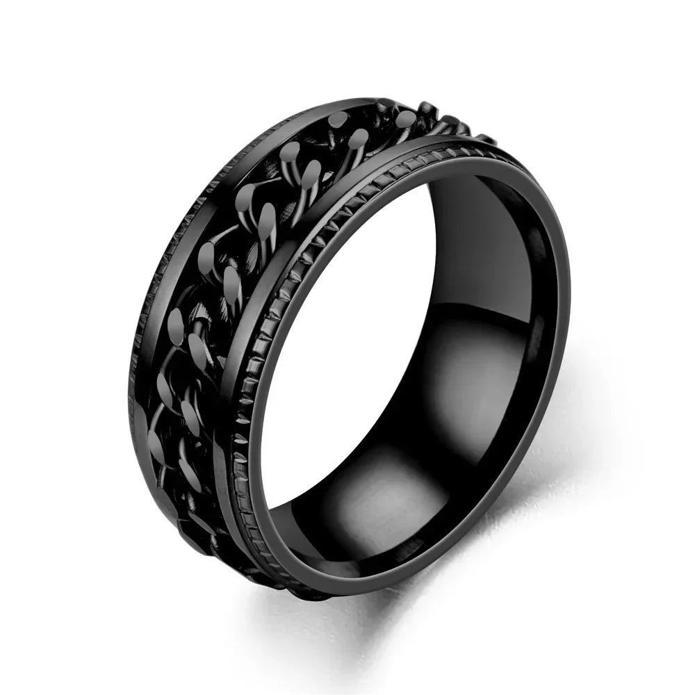 Fashionable Rotatable Stainless Steel Chain Ring for Men & Women - Top-Rated Titanium Jewelry Gift