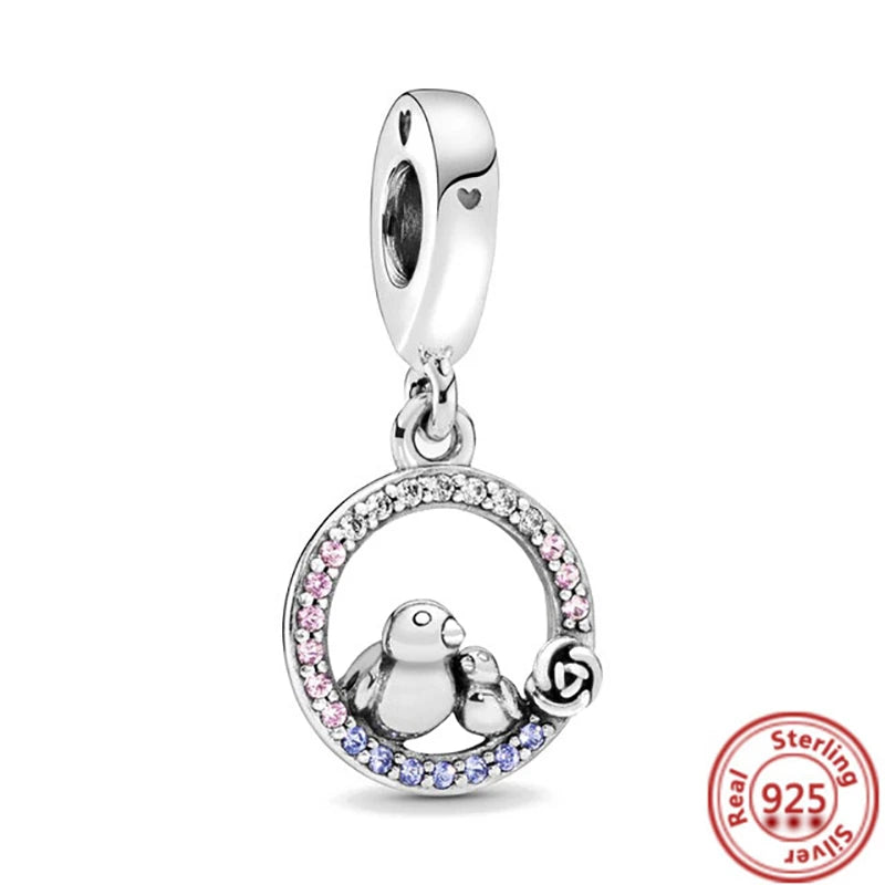 925 Silver Animal Charms: Adorable Cat, Dog, Elephant, Unicorn & Bird Pendants for DIY Bracelets