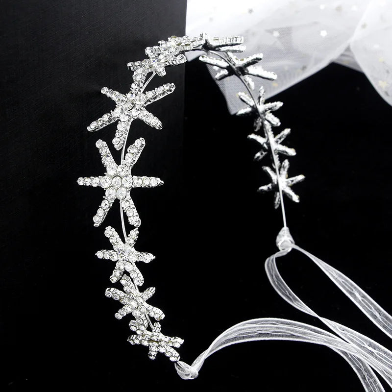 Wedding Crown Hair Jewelry - Double Layer Crystal Star Headpiece with Rhinestones