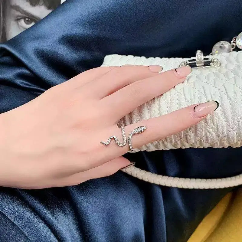 Retro Elegance Serpentine Rhinestone Open Rings for Men & Women - Top-Rated Fashion Statement